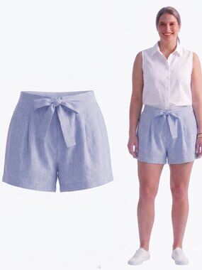 J. Crew 100% Linen/Cotton Shorts Sz XL, Tie Waist Bow Beach Shorts Natural Fiber